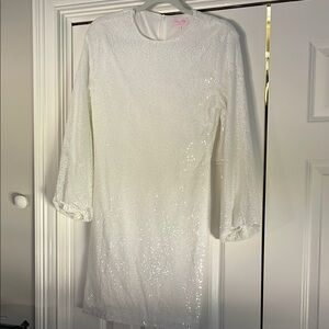 Pink Lily White Sequin Dress